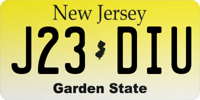 NJ license plate J23DIU