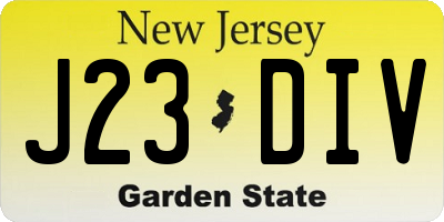 NJ license plate J23DIV