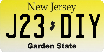 NJ license plate J23DIY