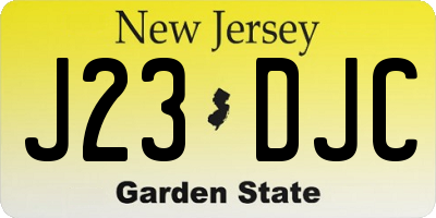 NJ license plate J23DJC