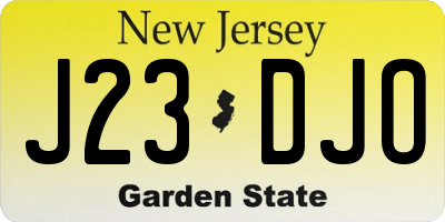 NJ license plate J23DJO