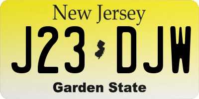 NJ license plate J23DJW