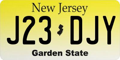 NJ license plate J23DJY