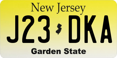 NJ license plate J23DKA