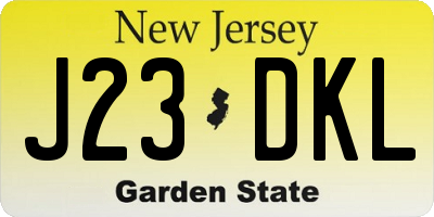 NJ license plate J23DKL