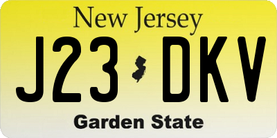 NJ license plate J23DKV
