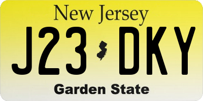 NJ license plate J23DKY