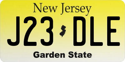 NJ license plate J23DLE