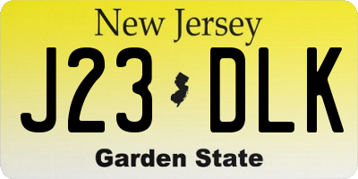 NJ license plate J23DLK
