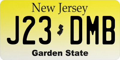 NJ license plate J23DMB