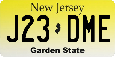 NJ license plate J23DME