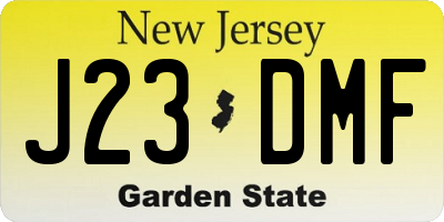 NJ license plate J23DMF