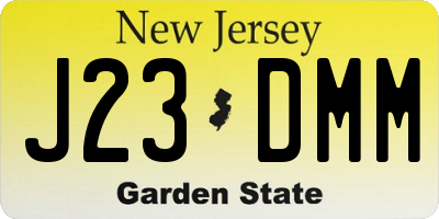 NJ license plate J23DMM