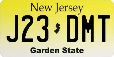 NJ license plate J23DMT