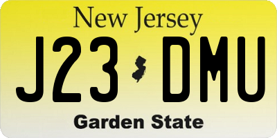 NJ license plate J23DMU