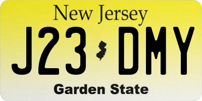 NJ license plate J23DMY