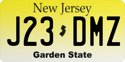 NJ license plate J23DMZ