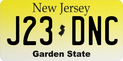 NJ license plate J23DNC