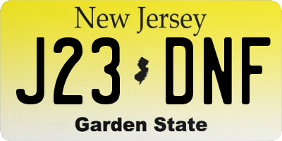 NJ license plate J23DNF