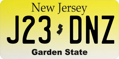 NJ license plate J23DNZ