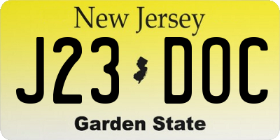 NJ license plate J23DOC