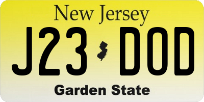 NJ license plate J23DOD
