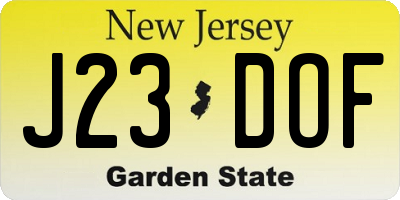 NJ license plate J23DOF
