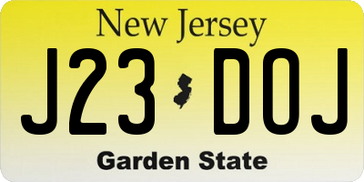 NJ license plate J23DOJ