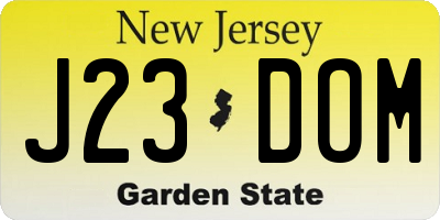NJ license plate J23DOM