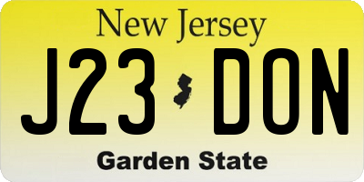 NJ license plate J23DON