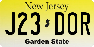 NJ license plate J23DOR