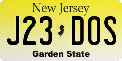 NJ license plate J23DOS
