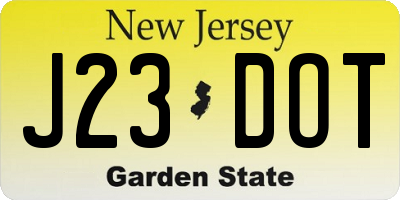 NJ license plate J23DOT
