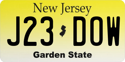 NJ license plate J23DOW