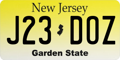 NJ license plate J23DOZ
