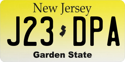 NJ license plate J23DPA