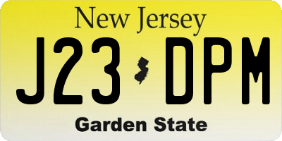 NJ license plate J23DPM