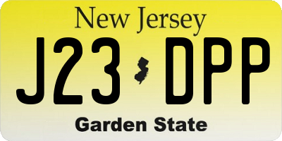NJ license plate J23DPP