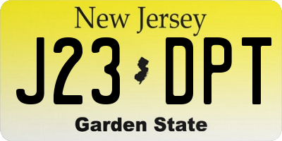 NJ license plate J23DPT