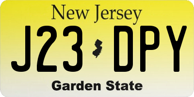NJ license plate J23DPY
