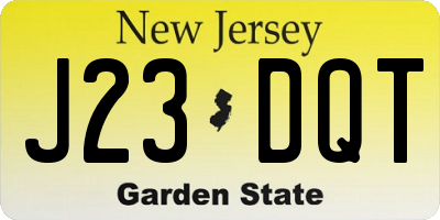 NJ license plate J23DQT