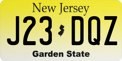 NJ license plate J23DQZ