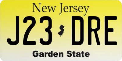NJ license plate J23DRE