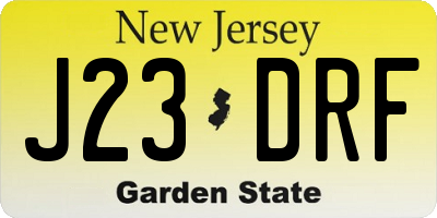 NJ license plate J23DRF