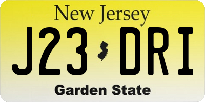 NJ license plate J23DRI