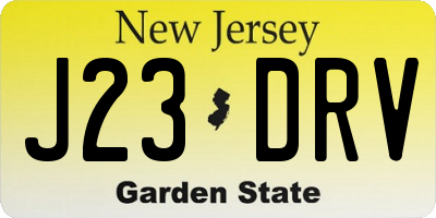 NJ license plate J23DRV