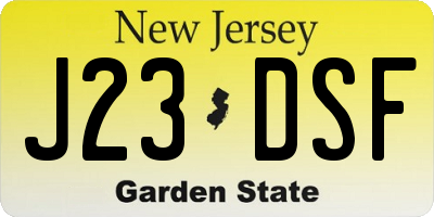 NJ license plate J23DSF