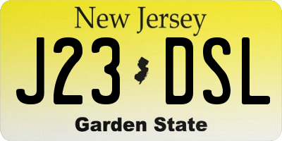 NJ license plate J23DSL