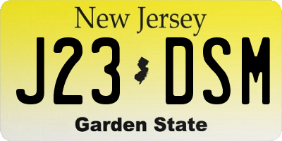 NJ license plate J23DSM