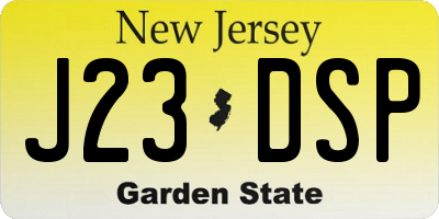 NJ license plate J23DSP